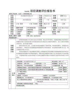 担保公司项目调查评价报告书.doc