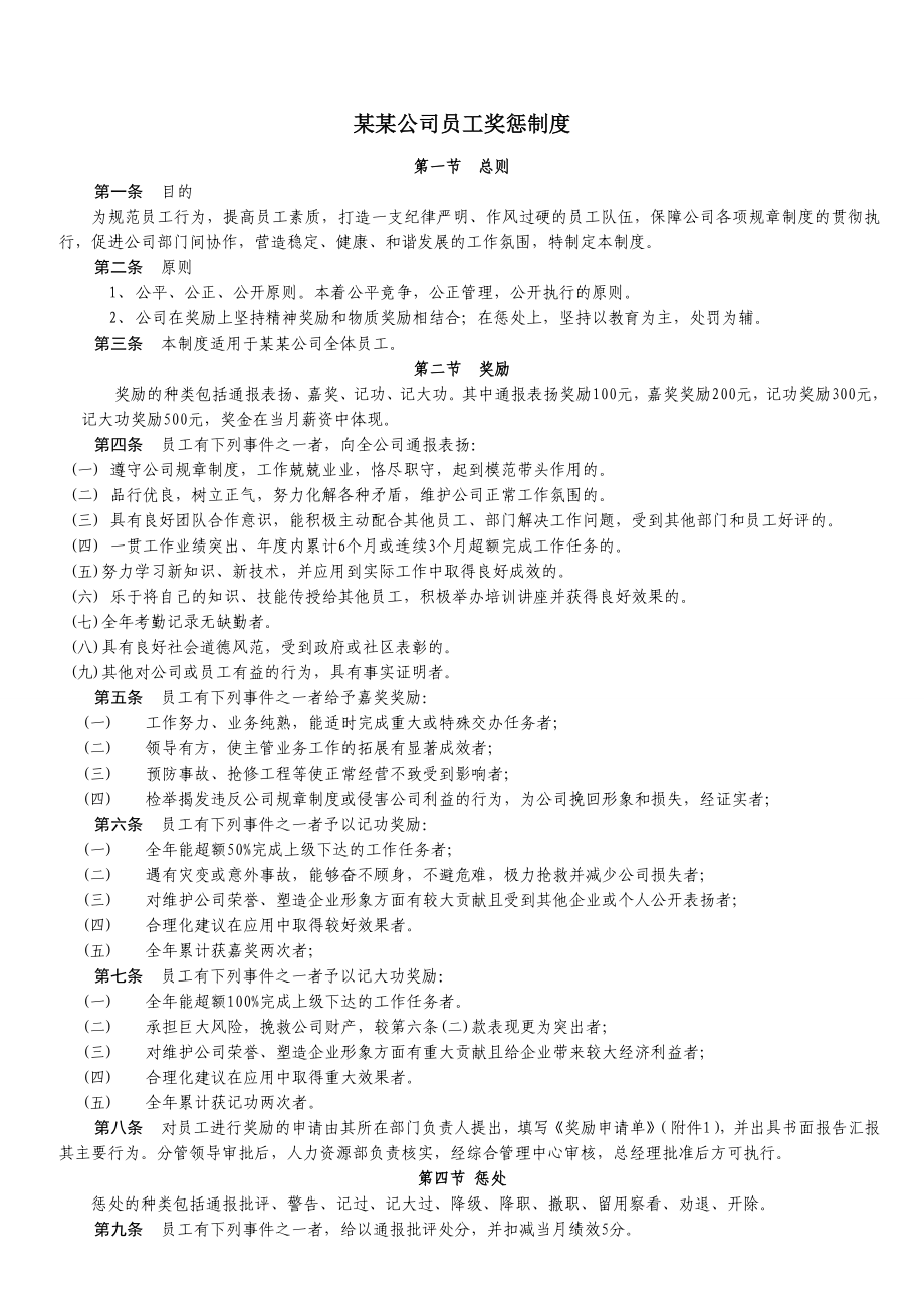 某公司员工奖惩制度.doc_第1页