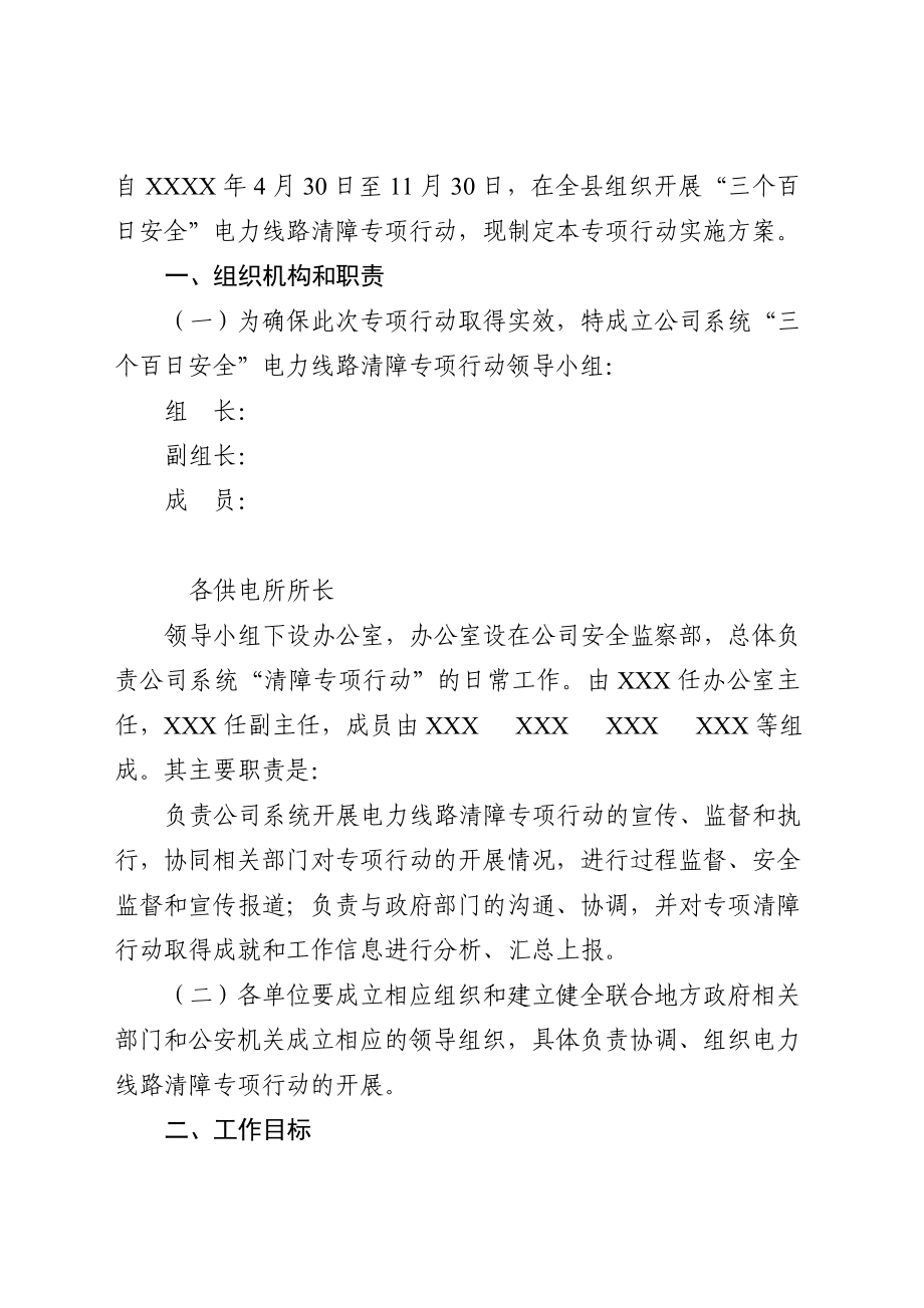 XX县电业公司 三个百日安全 电力线路清障专项行动方案.doc_第2页