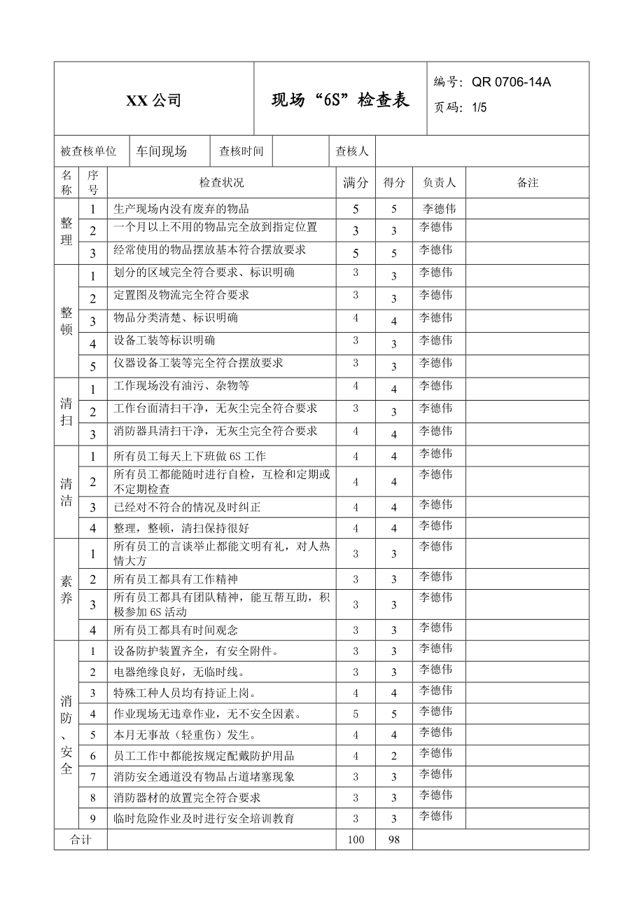 6S检查表【标准版】.doc_第1页