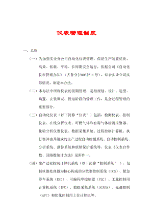 XX公司仪表管理制度.doc