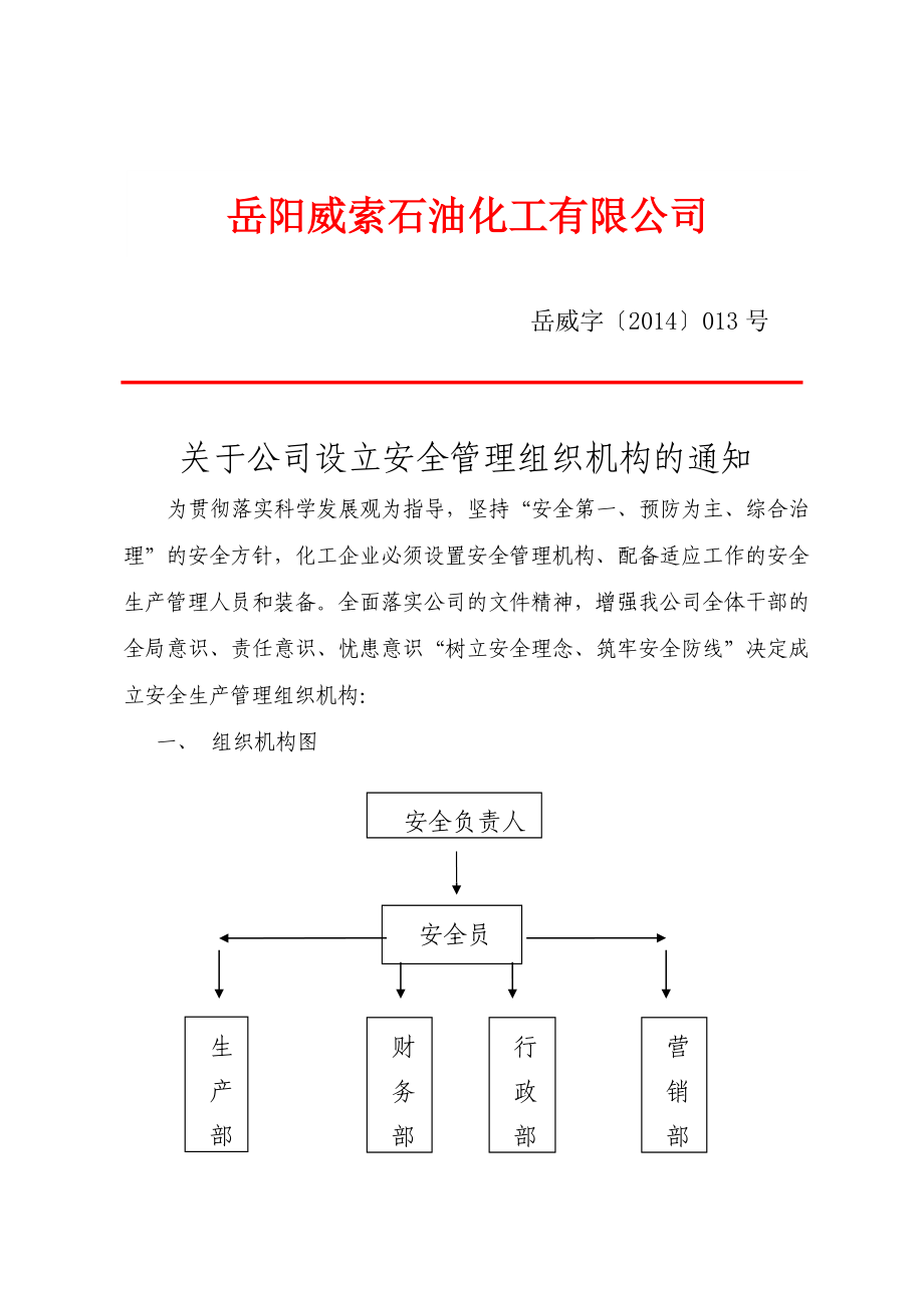 石油化工公司安全管理组织机构.doc_第1页