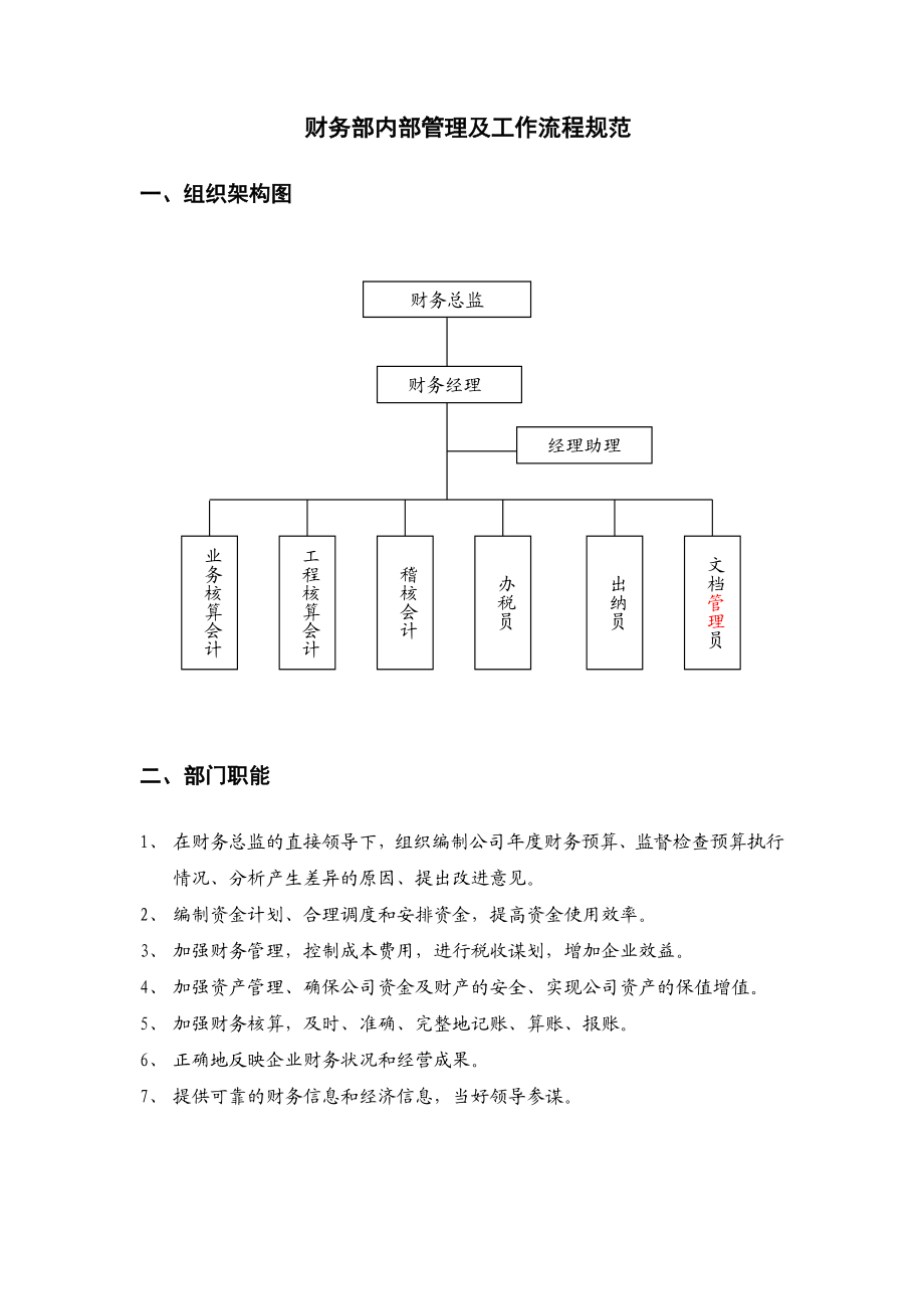 财务部内部管理及工作流程规范.doc_第1页