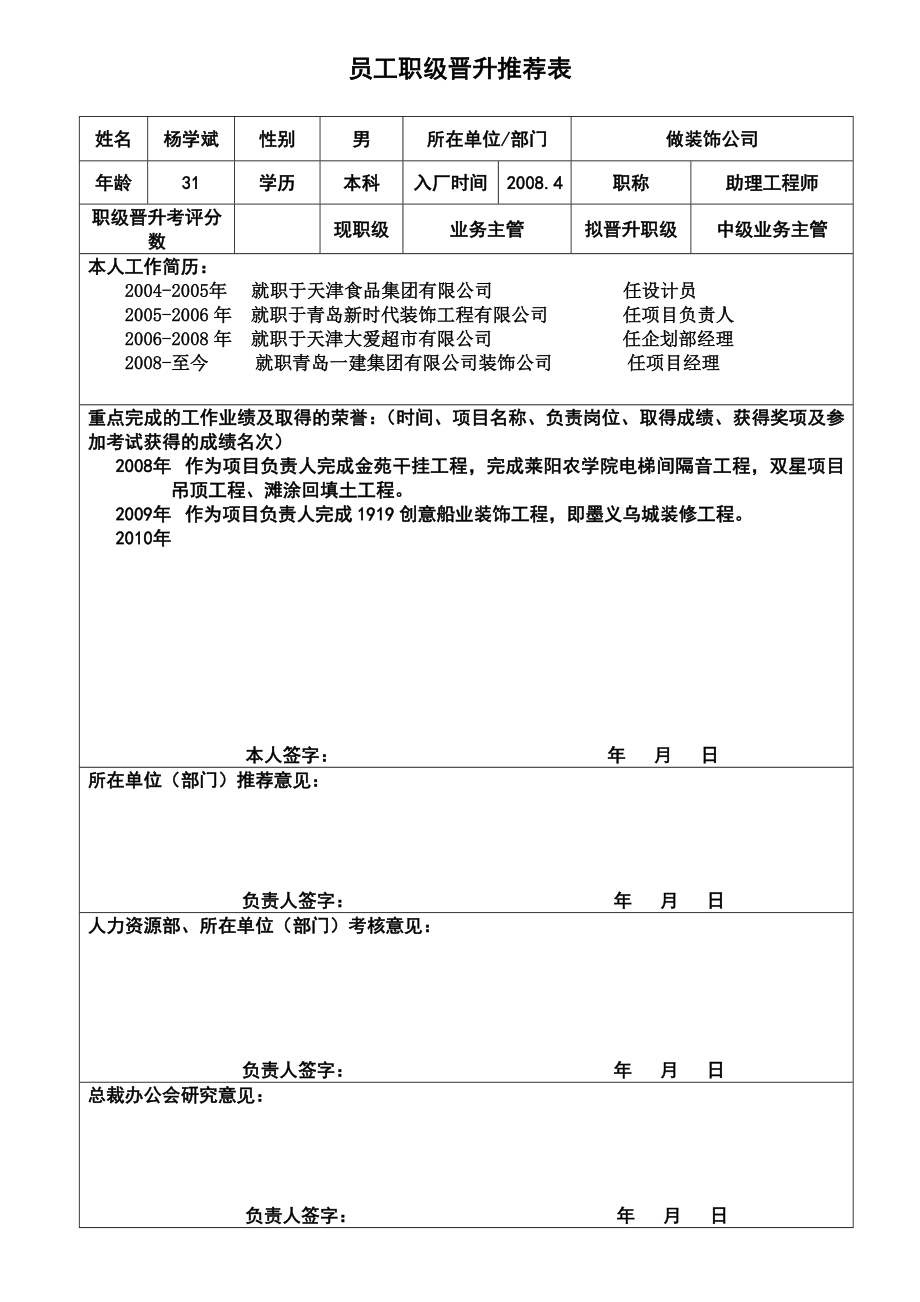 员工职级晋升推荐表0428112804950.doc_第1页