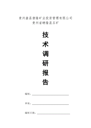 某集团公司并购矿井技术调研报告1.doc