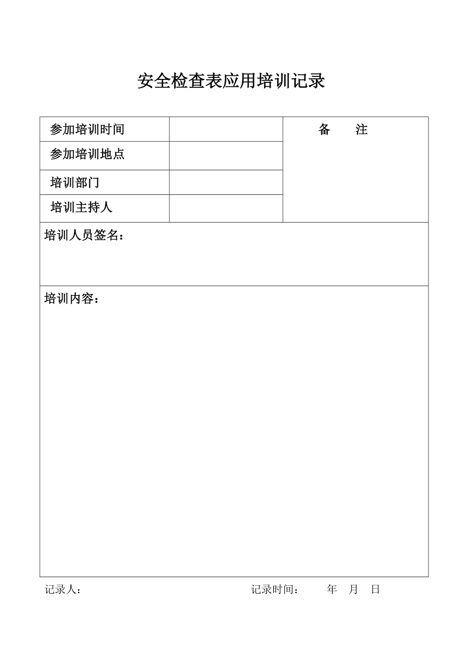 安全检查表应用培训记录96628.doc_第1页