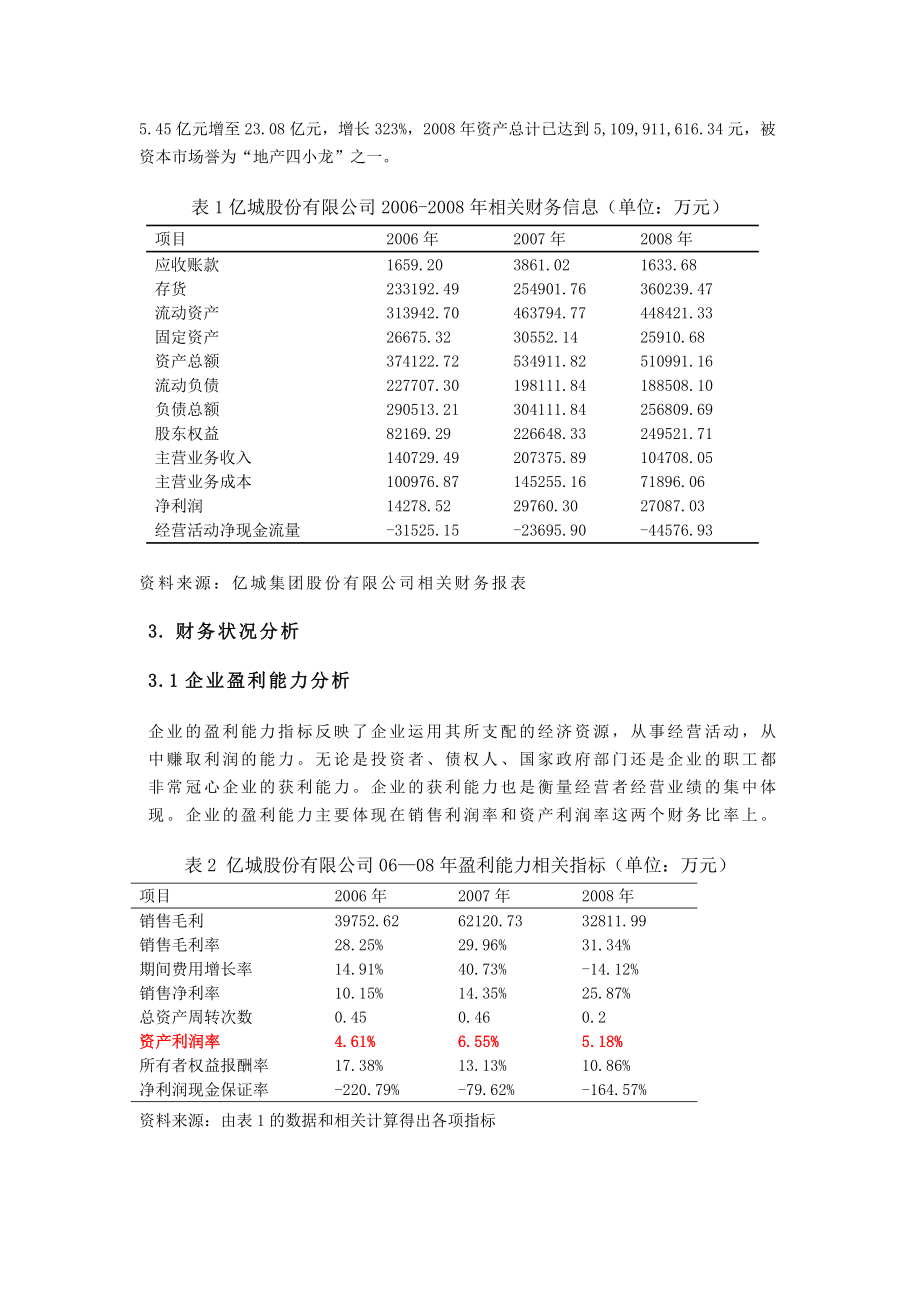 企业财务分析与评价以亿城集团股份有限公司为例.doc_第3页