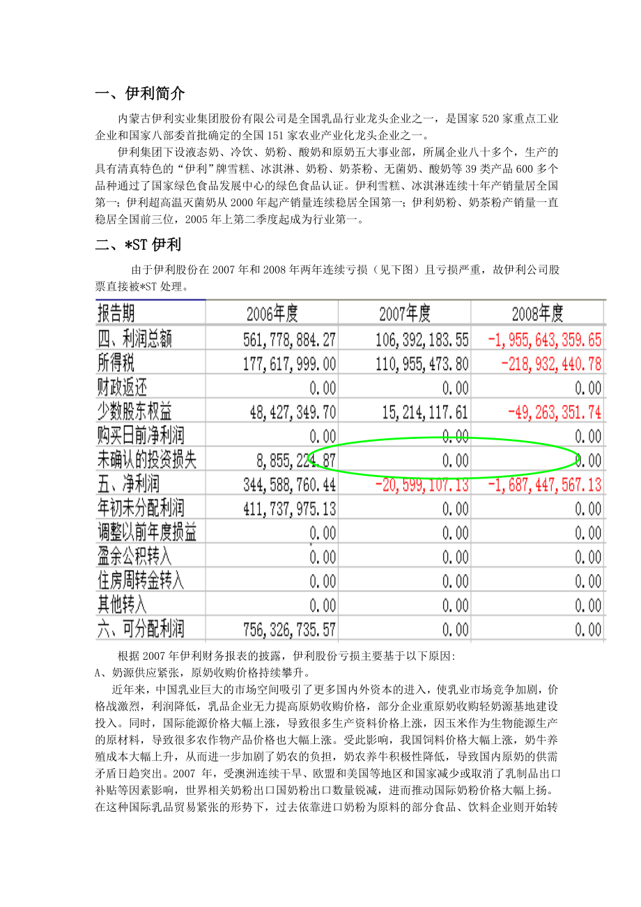 内蒙古伊利实业集团股份有限公司财务分析报告.doc_第1页