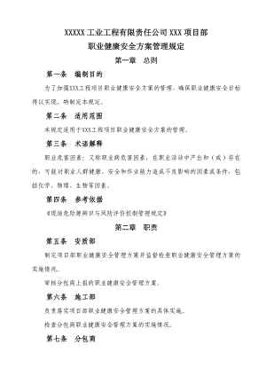 公司项目部职业健康安全方案管理规定.doc