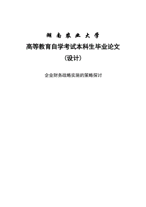 企业财务战略实施的策略探讨财务管理毕业论文.doc