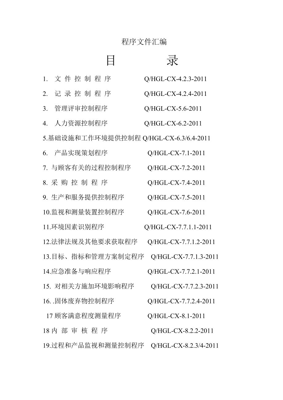 全套完整公司程序文件管理汇编管理控制程序公司.doc_第1页