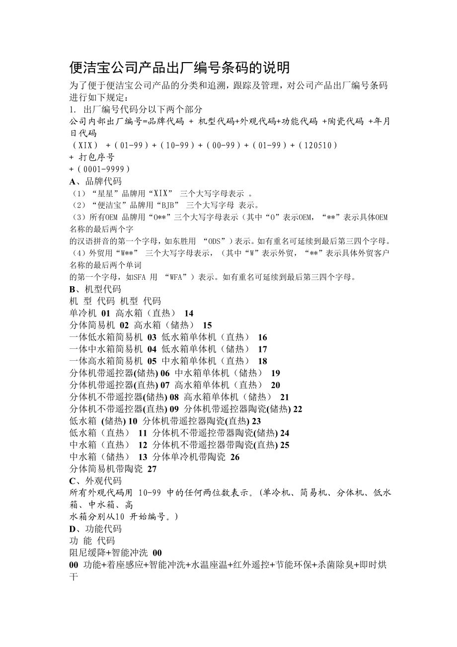 公司产品出厂编号条码说明.doc_第1页