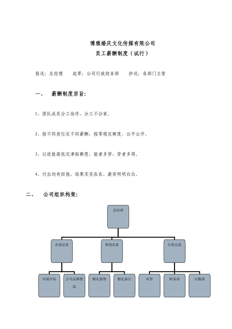 婚庆公司参考薪酬管理制度1.doc_第1页