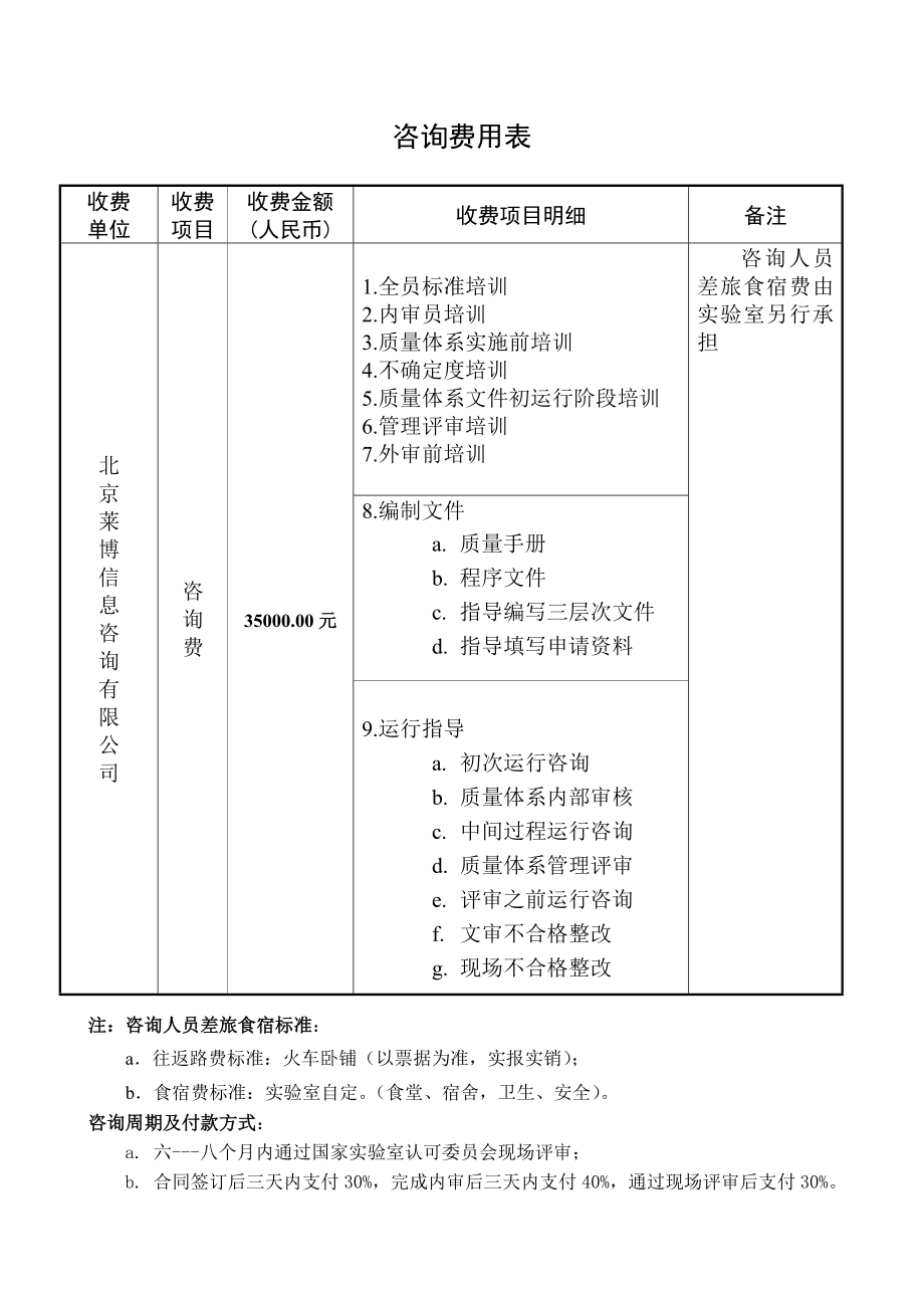 QX实验室认可咨询及认可委费用明细表[1]...doc_第1页