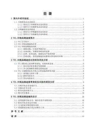 TCL并购汤姆逊案的财务风险分析.doc