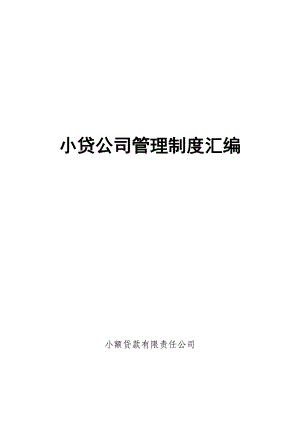 小额贷款有限公司之管理制度汇编(全套).doc