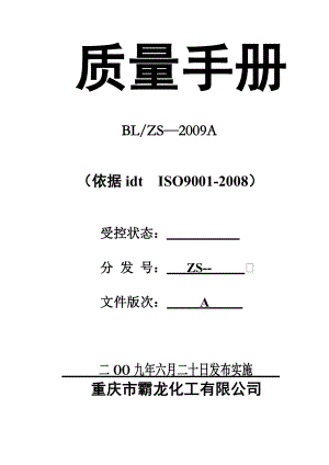 化工有限公司 质量手册BB.doc