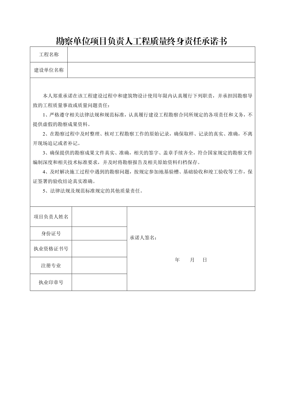 五方责任主体项目负责人质量终生制相关表格.doc_第3页