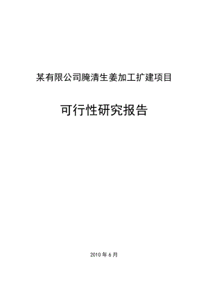 某有限公司腌清生姜加工扩建项目可行性研究报告.doc