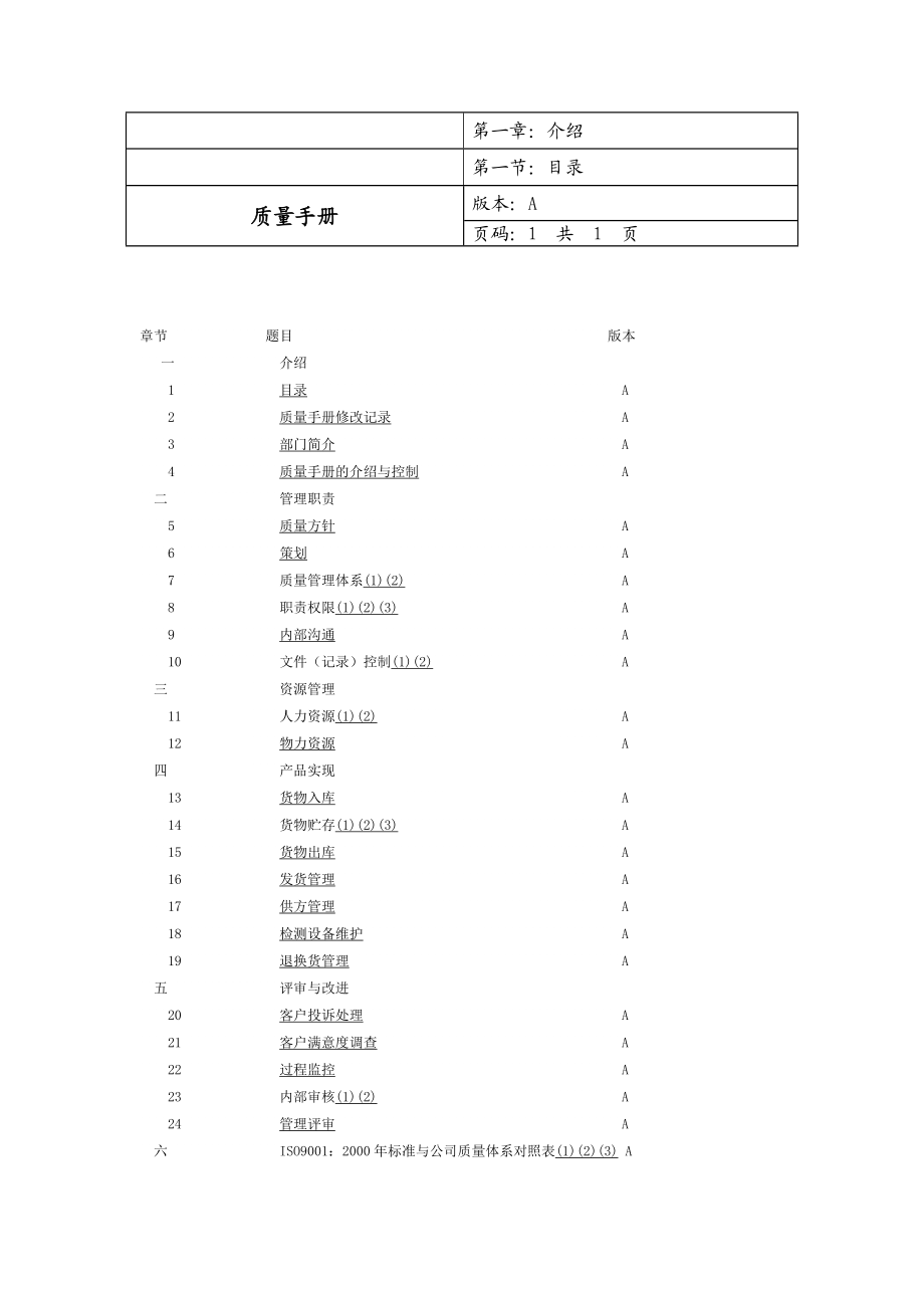 物流公司质量手册.doc_第1页