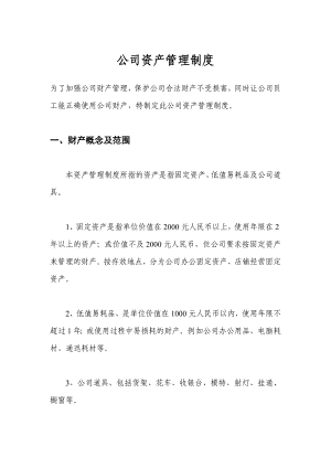 【管理制度范文】公司资产管理制度.doc