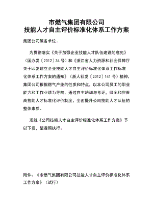 从业资格考试市燃气集团有限公司技能人才自主评价标准化体系工作方案.doc