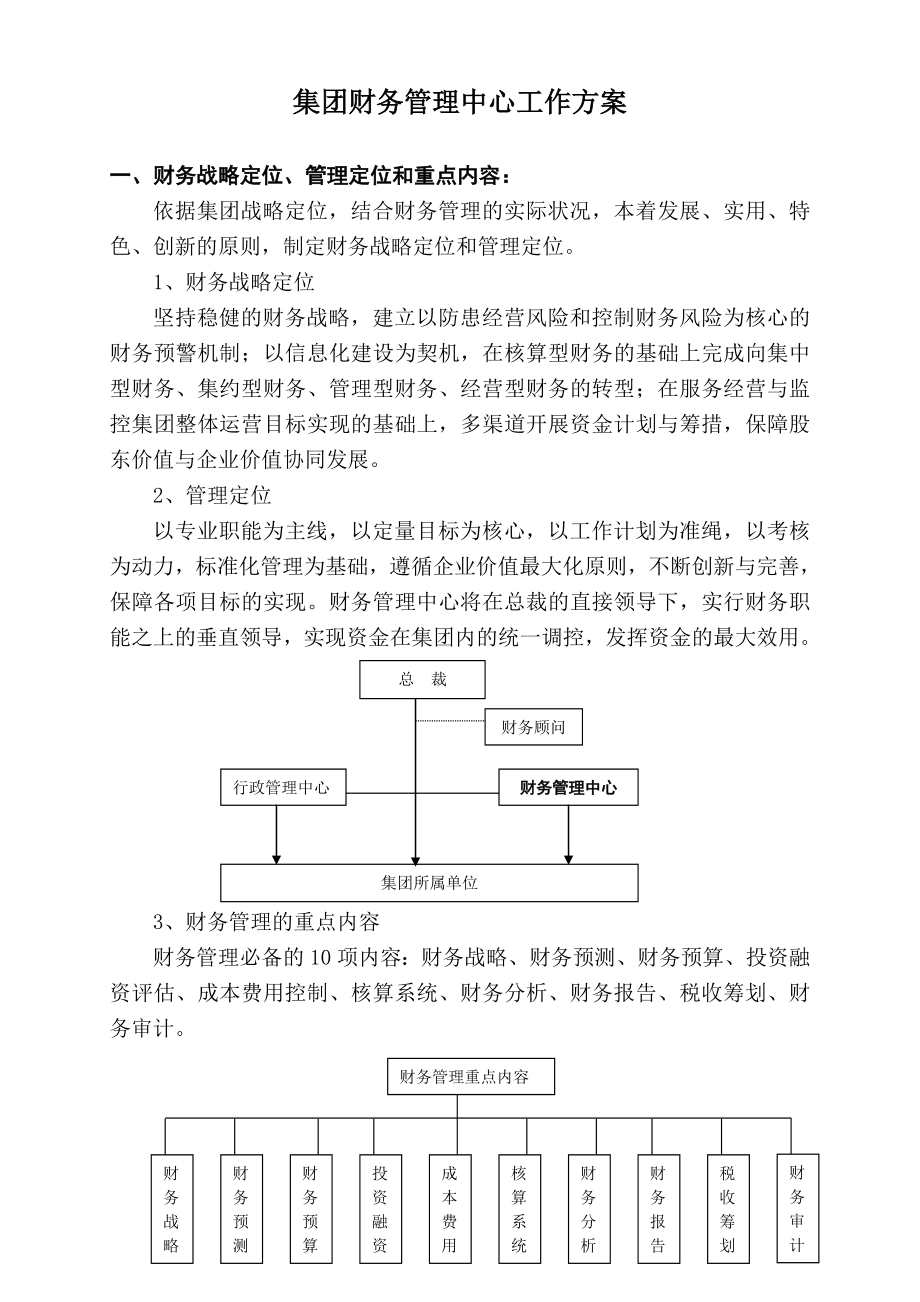 集团财务管理中心工作方案.doc_第1页