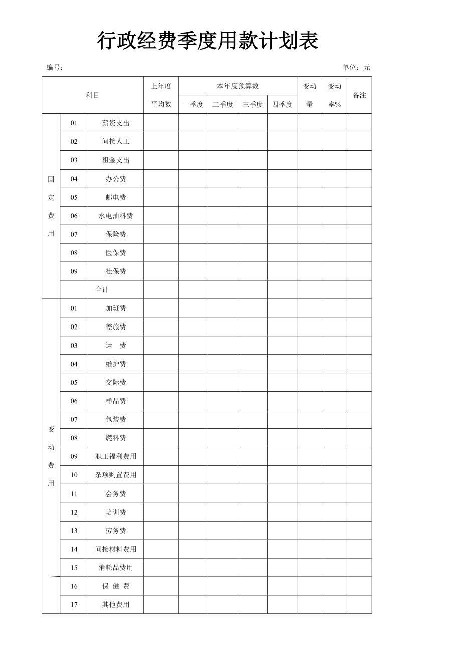 行政管理空白报表.doc_第1页