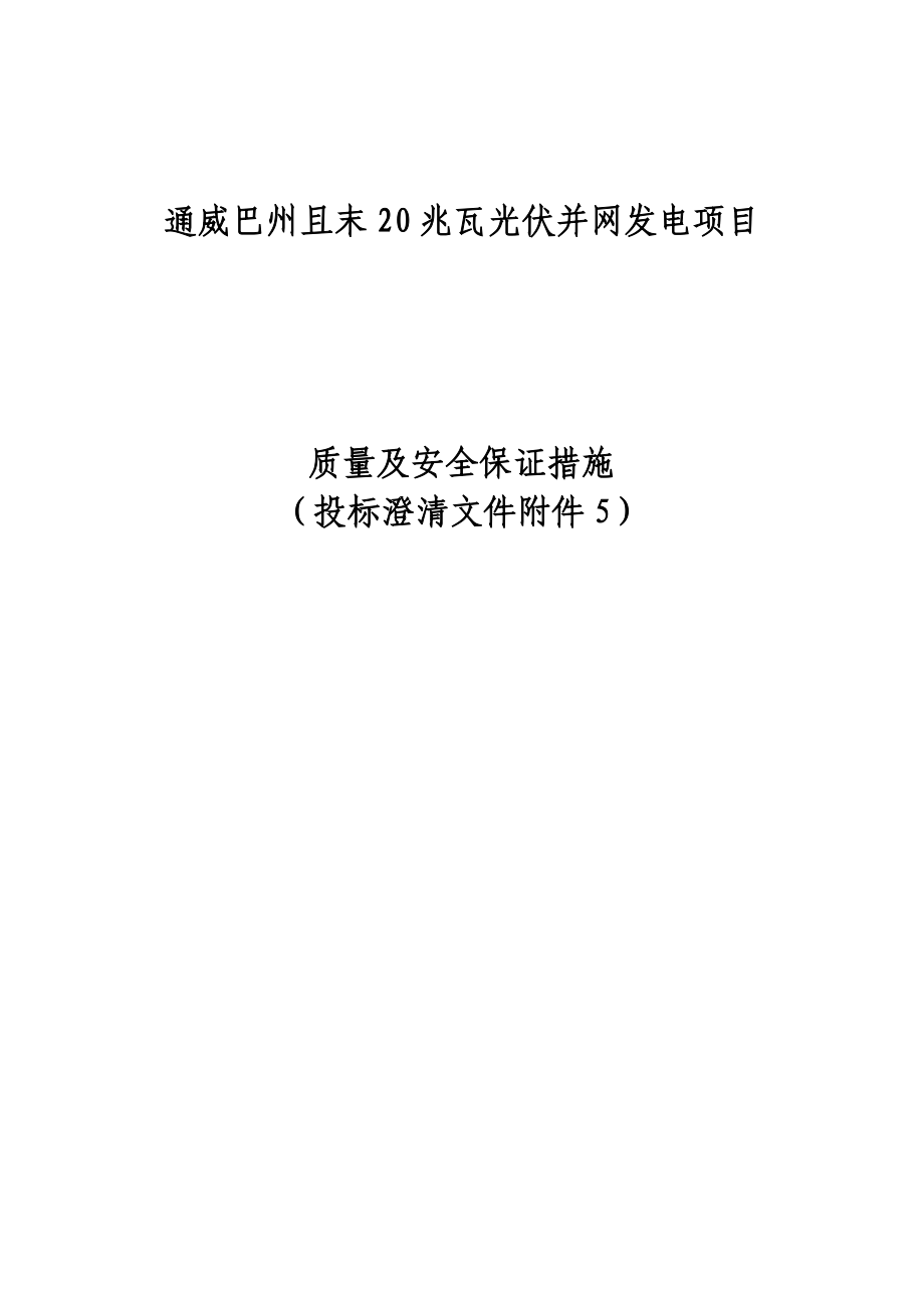 20兆瓦光伏并网发电项目质量及安全服务保障措施.doc_第1页