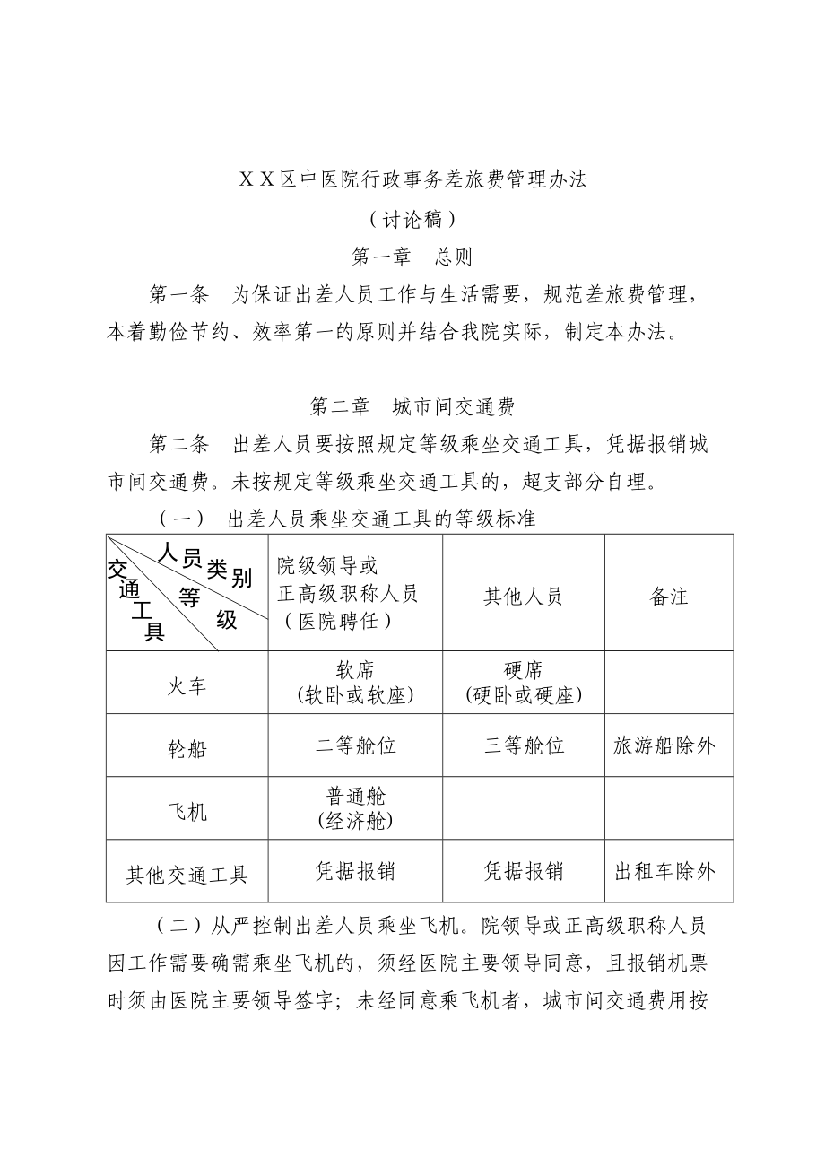 中医医院行政事务差旅费管理办法.doc_第1页