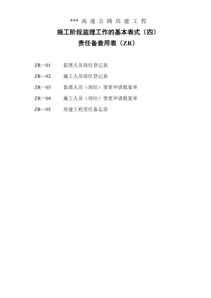 高速公路房建工程施工阶段监理基本表式（四）责任备查表（ZR）.doc