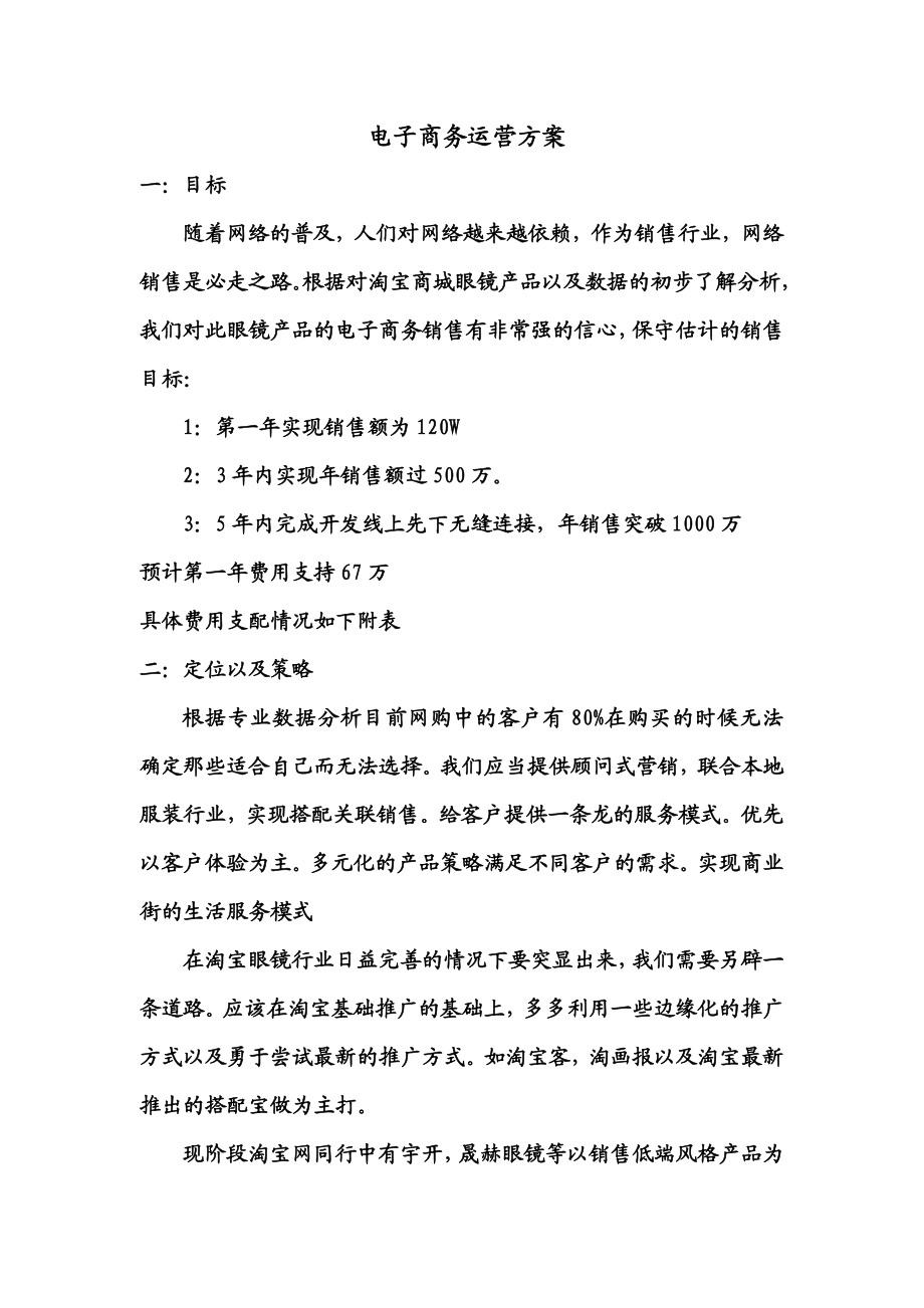 眼镜行业电子商务运营方案.doc_第1页