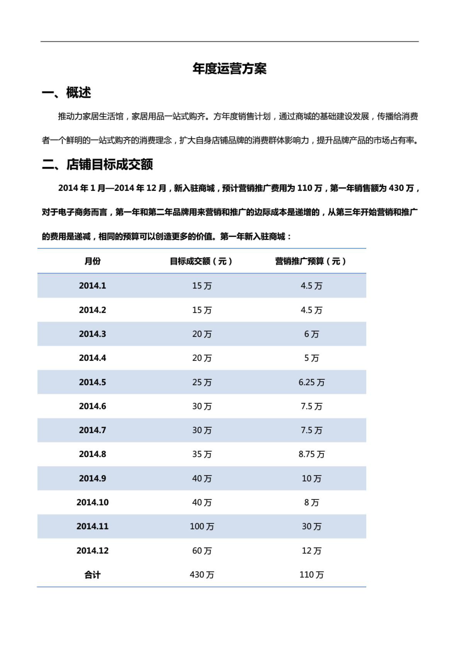 ...天猫店铺全运营规划,电子商务项目经营计划_第1页