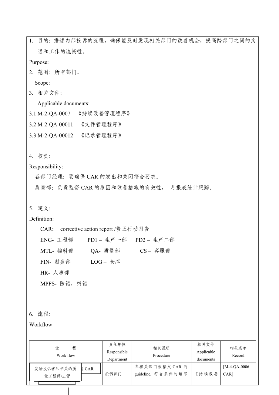 公司标准程序文件公司内部投诉工作流程文件.doc_第3页