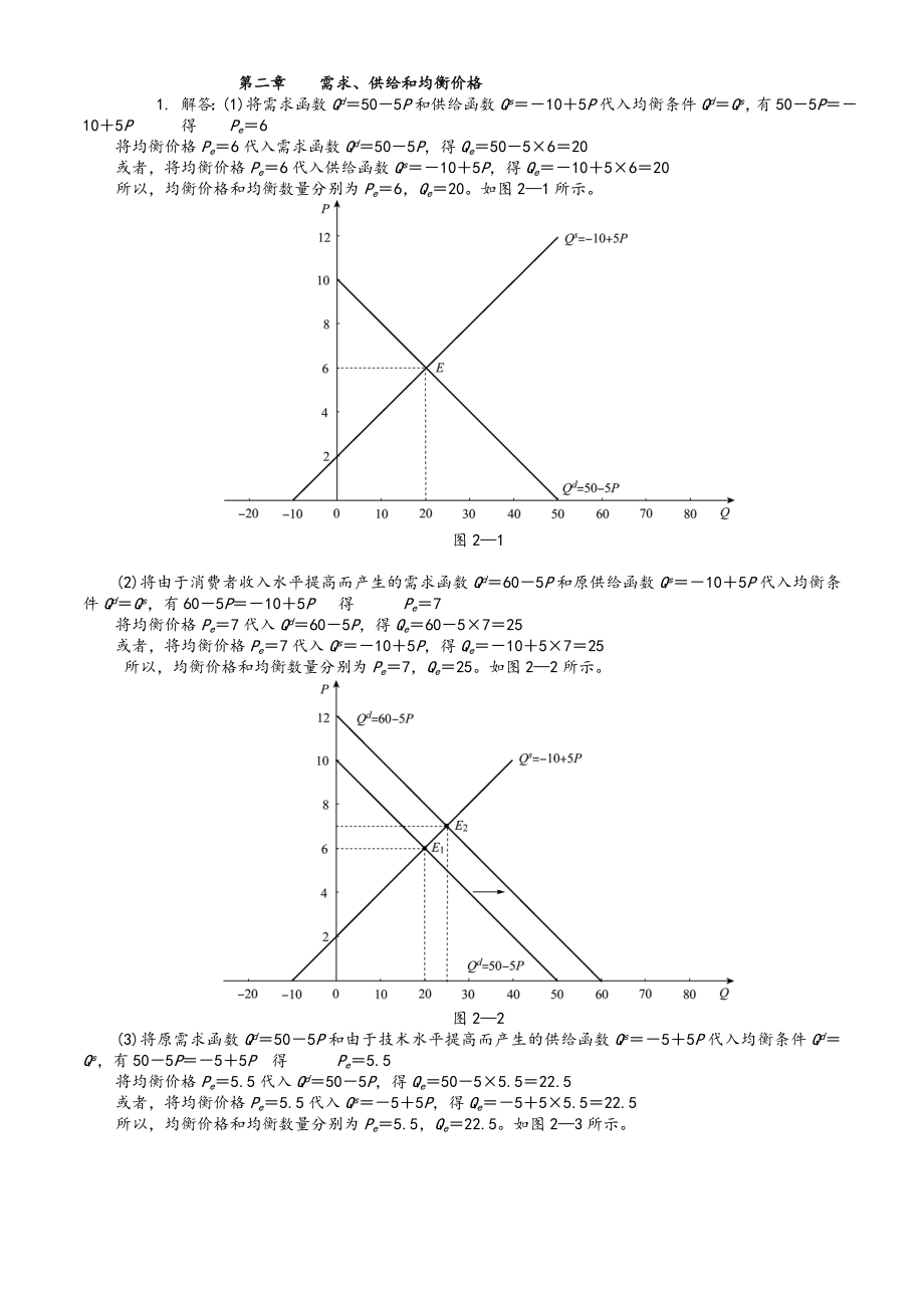 西方经济学微观部分(高鸿业第六版)课后习题答案1.doc_第1页