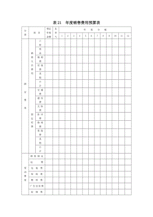 销售费用预算表（表格模板、DOC格式） .doc