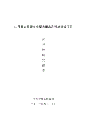 山丹县大马营乡渠道建设项目可研报告.doc