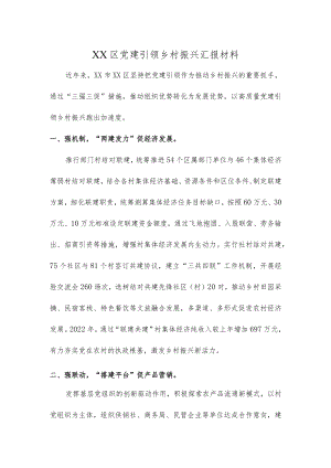 XX区党建引领乡村振兴汇报材料.docx