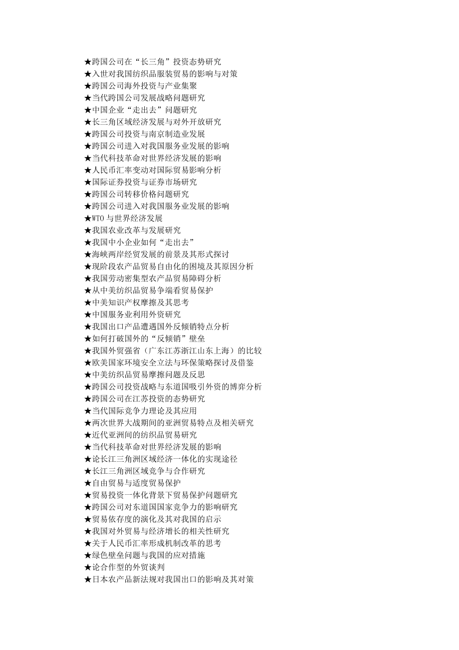 国际贸易专业论文参考选题大全(1069个).doc_第2页