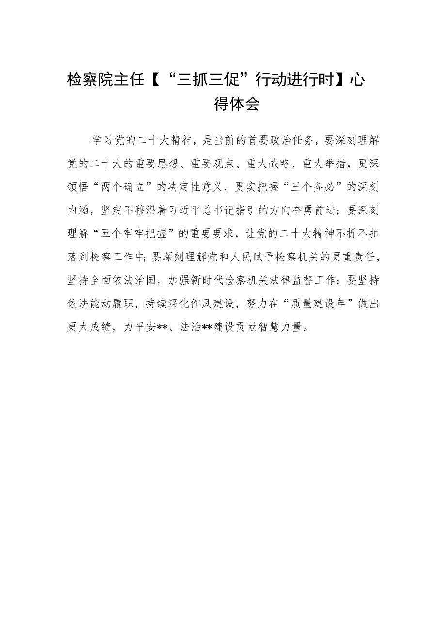 检察院主任【“三抓三促”行动进行时】心得体会.docx_第1页