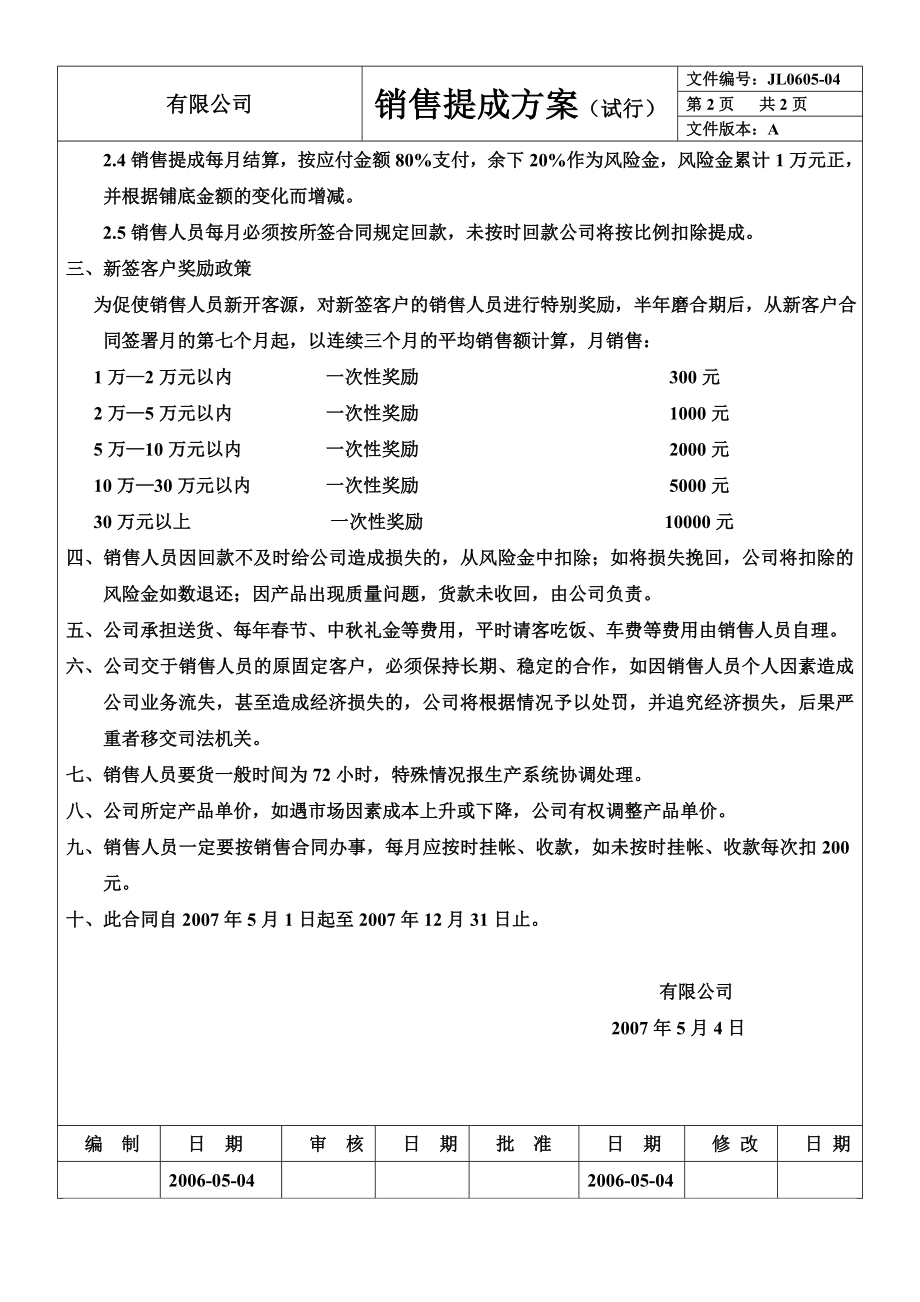 精品企业销售提成方案.doc_第2页