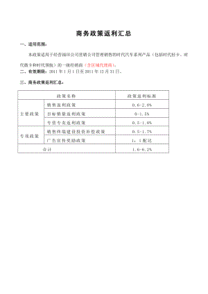 福田时代品牌商务政策返利汇总 .doc