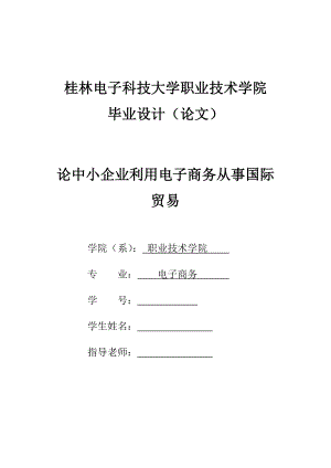 论中小企业利用电子商务从事国际贸易毕业论文.doc