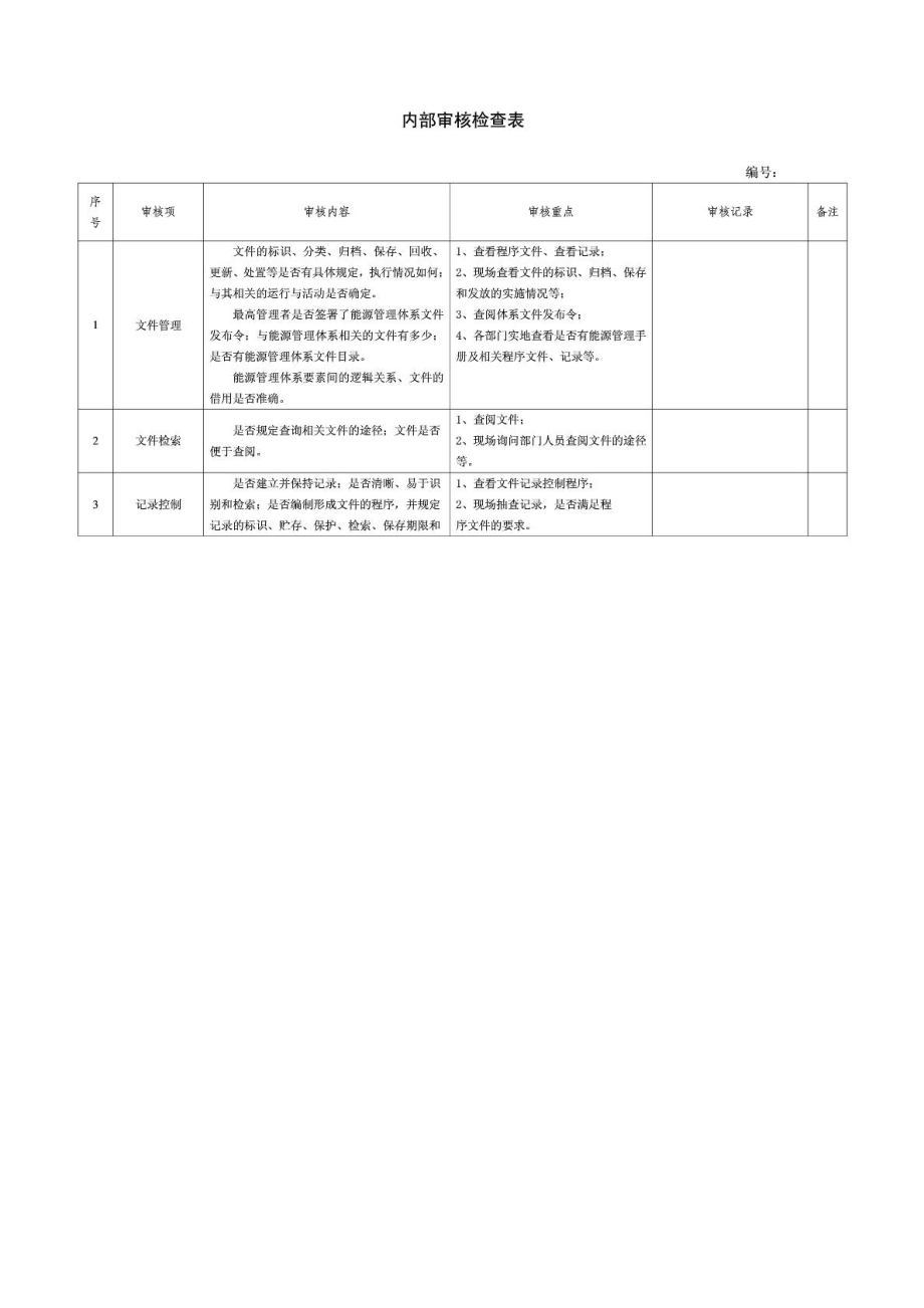 能源管理体系内部审核检查表.doc_第1页