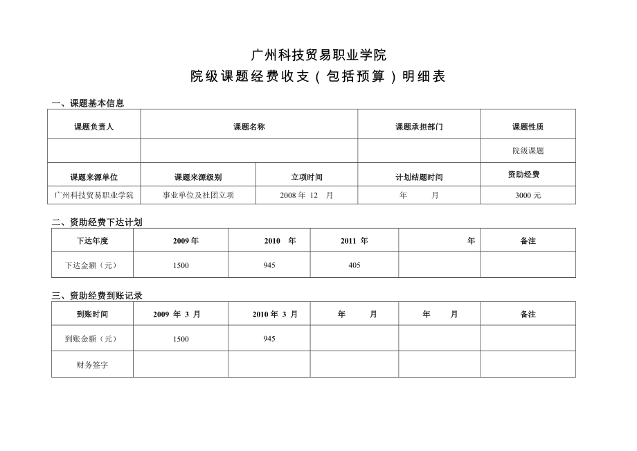 经费收支明细表（一般课题）广州科技贸易职业学院市级课题经费.doc_第2页