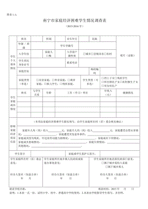 南宁市家庭经济困难学生情况调查表.doc