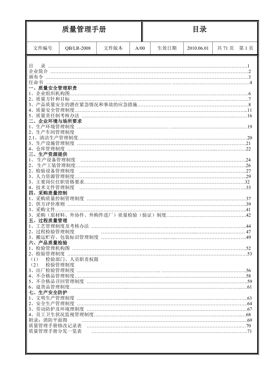 经典《质量管理手册》【包含40多个管理制度规范十分系统、全面绝对值得一读】.doc_第1页