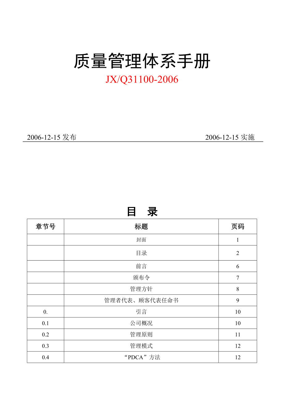 江铃汽车ISO9001、GJB9001A、TS16949、ISO14001、T28001体系手册.doc_第1页