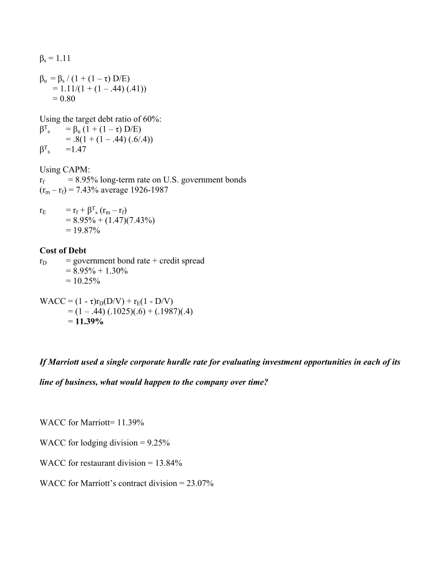 Marriott Corporation The Cost of Capital：万豪公司资本成本.doc_第2页