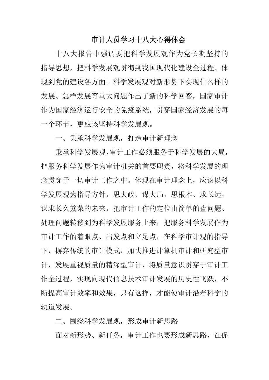 审计人员学习十八大心得体会.doc_第1页